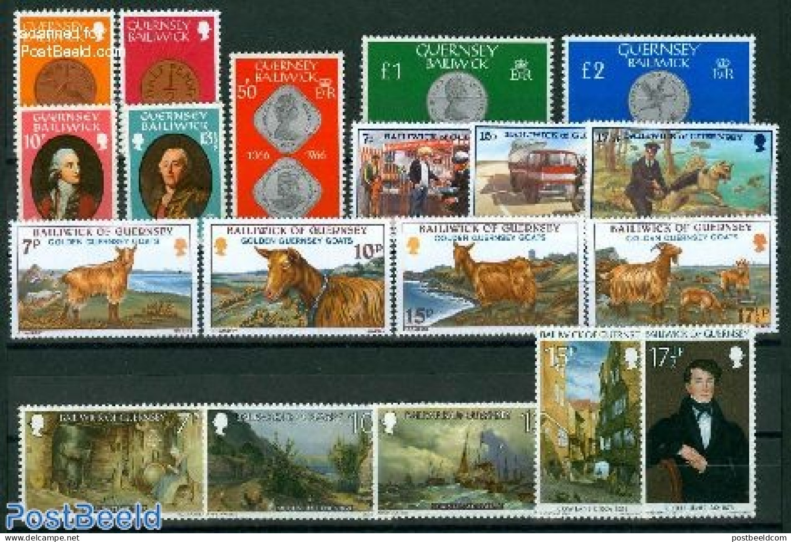 Guernsey 1980 Yearset 1980, Complete, 19v, Mint NH, Various - Yearsets (by Country) - Unclassified