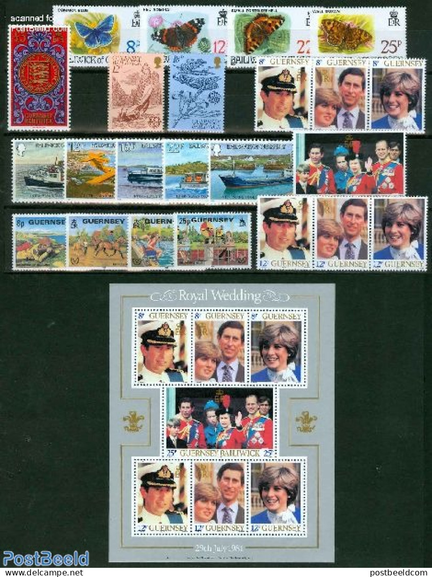 Guernsey 1981 Yearset 1981, Complete, 23v +, Mint NH, Various - Yearsets (by Country) - Unclassified