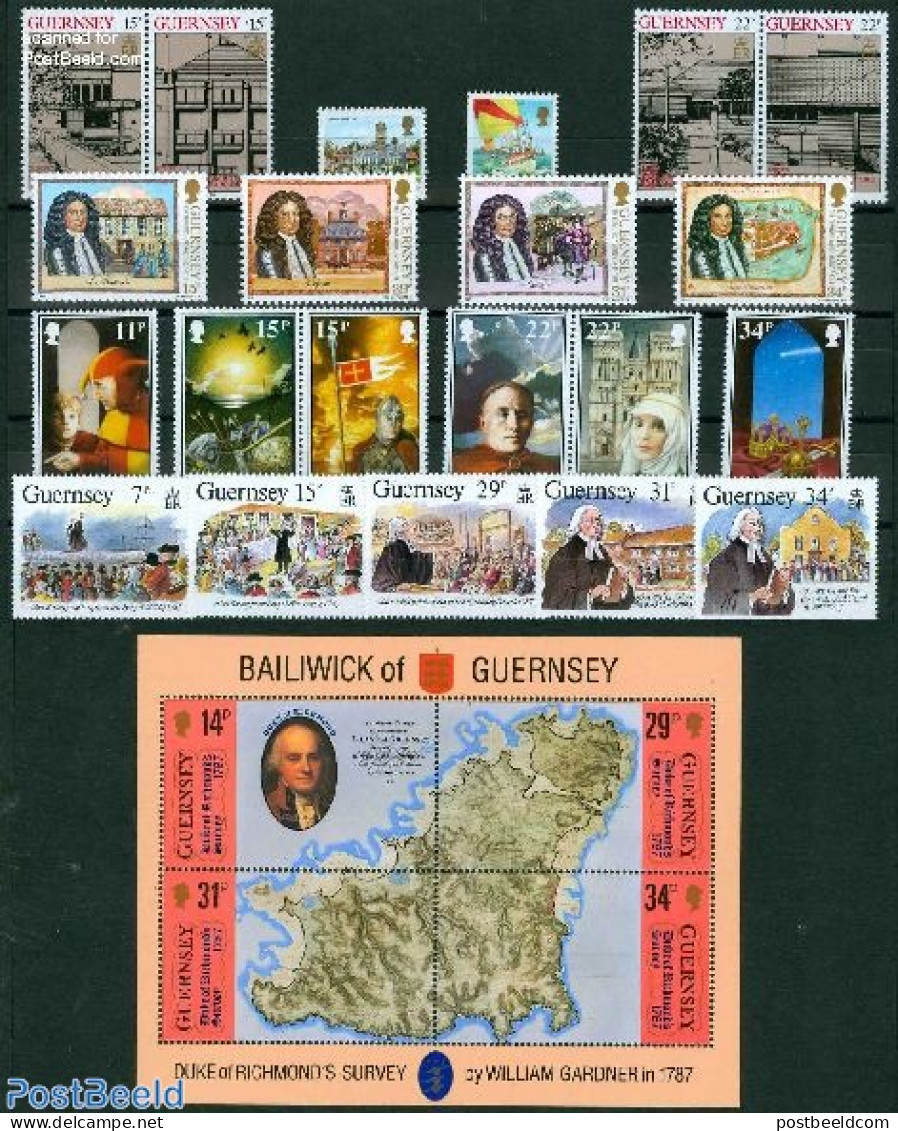 Guernsey 1987 Yearset 1987, Complete, 21v +, Mint NH, Various - Yearsets (by Country) - Unclassified