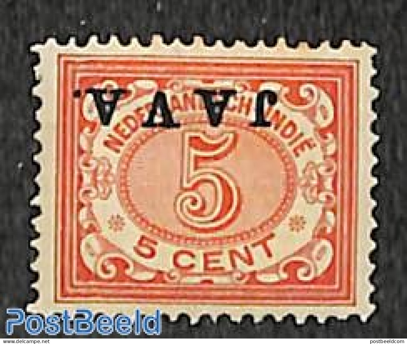 Netherlands Indies 1908 5c, JAVA Inverted, Stamp Out Of Set, Mint NH - Autres & Non Classés