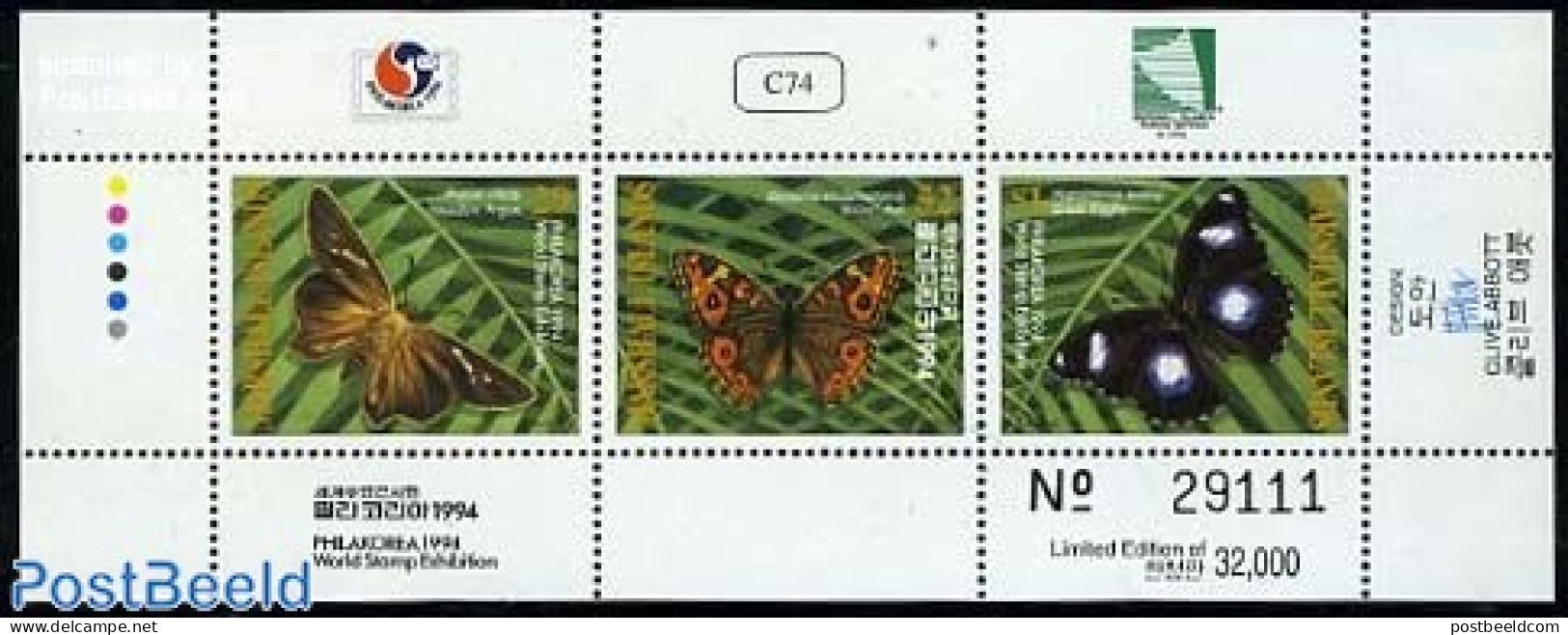 Marshall Islands 1994 Philakorea 3v M/s, Mint NH, Nature - Butterflies - Philately - Other & Unclassified