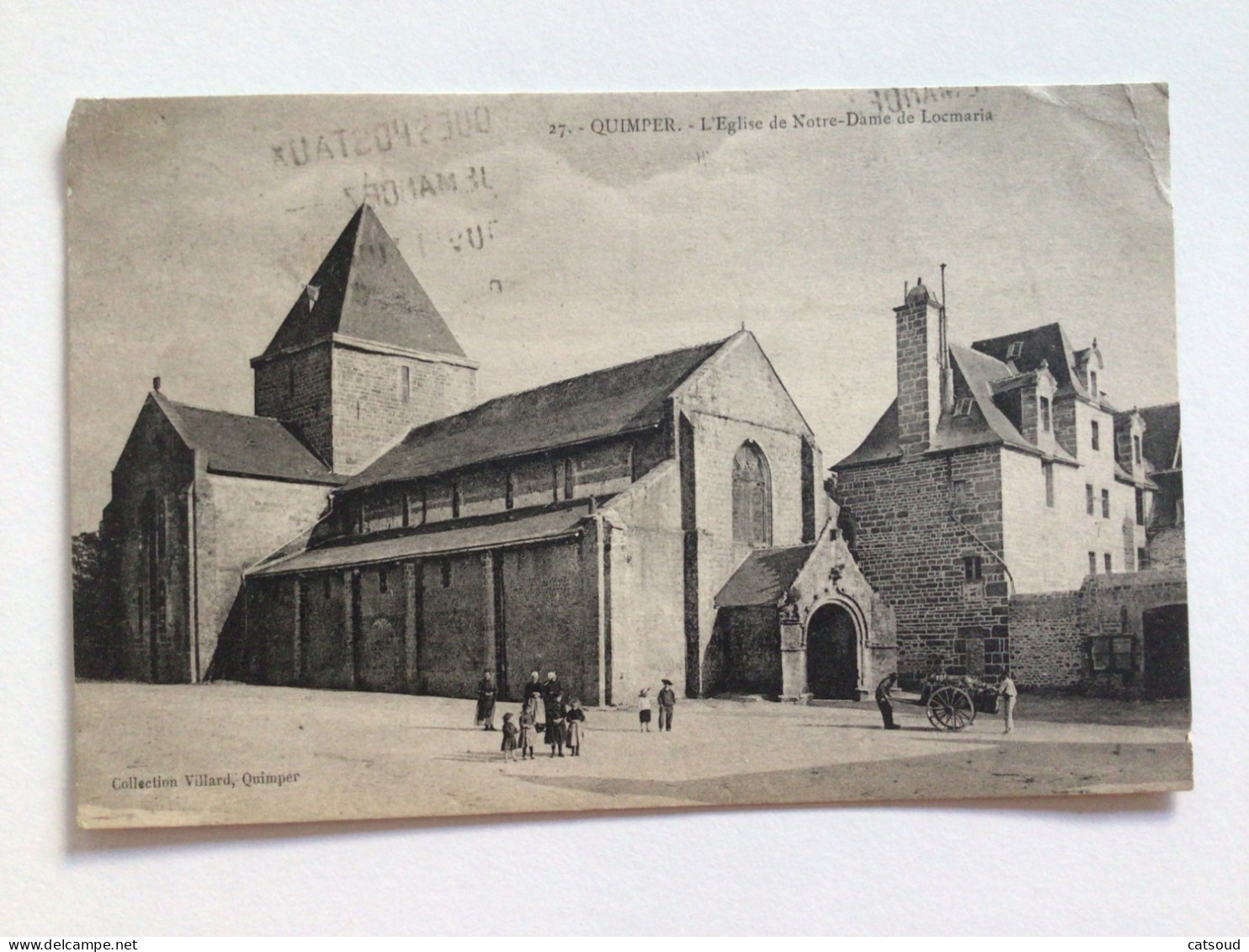 Carte Postale Ancienne (1928) Quimper L’Église De Notre-Dame De Locmaria - Quimper