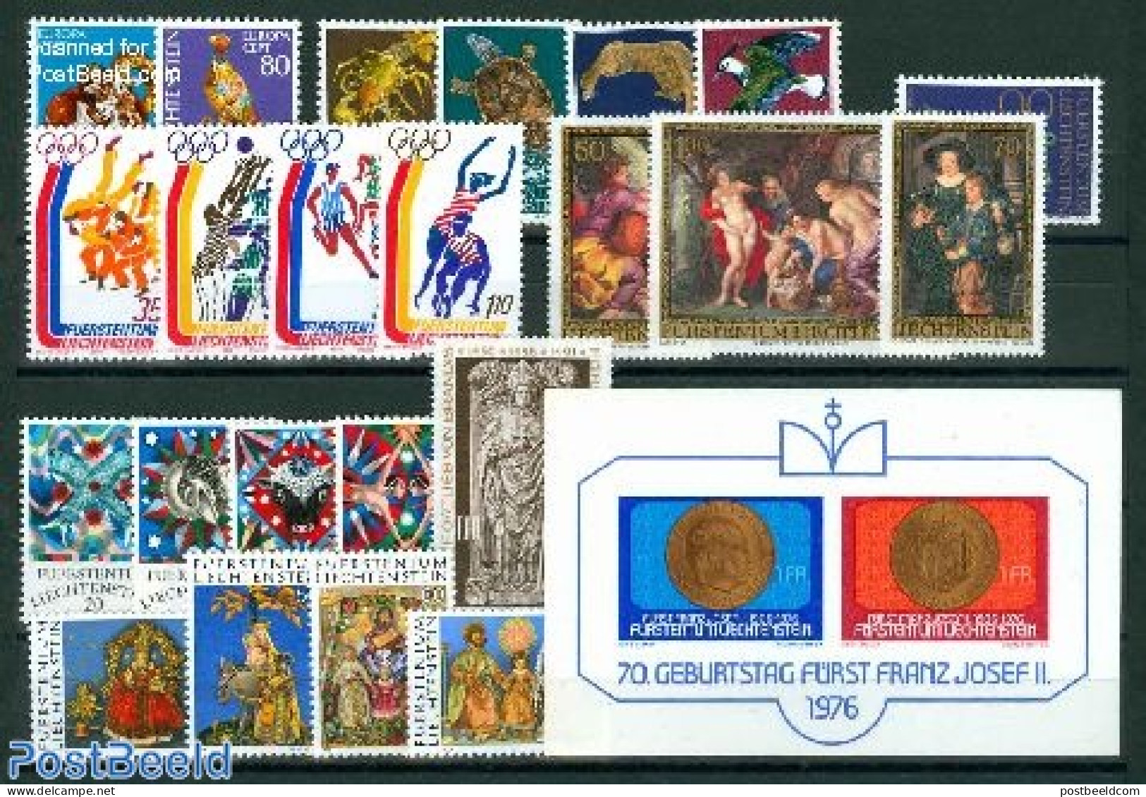 Liechtenstein 1976 Yearset 1976, Complete, 23v + 1s/s, Mint NH, Various - Yearsets (by Country) - Nuevos