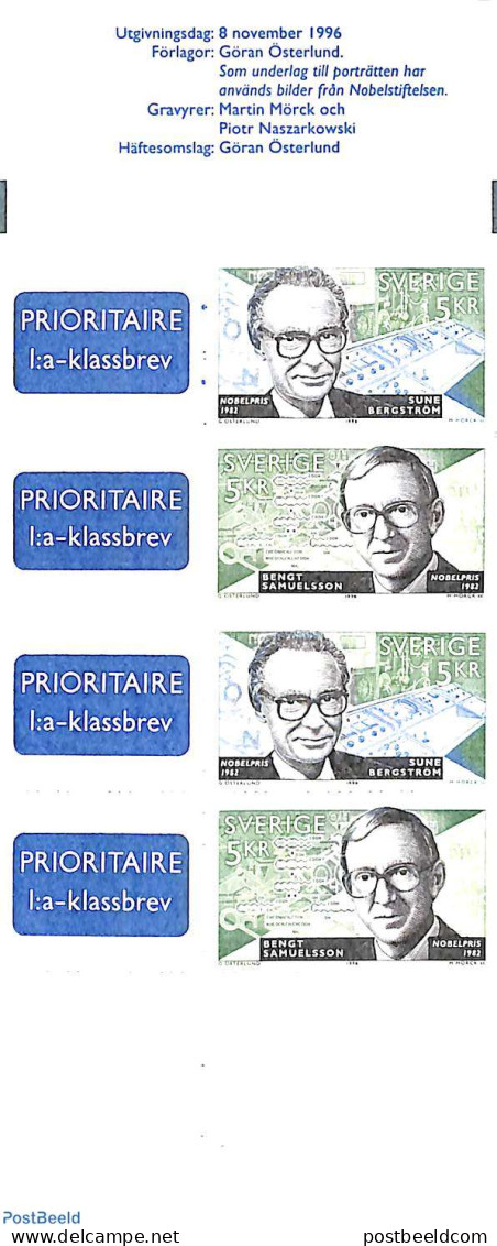 Sweden 1996 Nobel Prize Winners Booklet, Mint NH, Health - History - Health - Nobel Prize Winners - Stamp Booklets - Nuevos