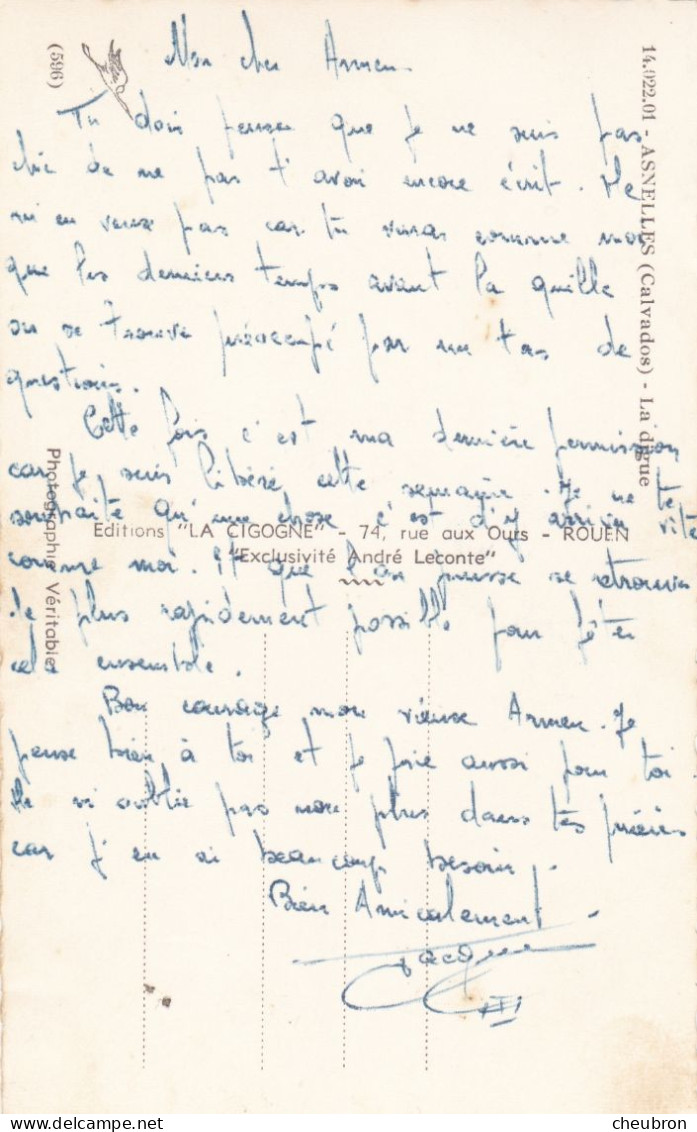 14. ASNELLES SUR MER. CPA. LA DIGUE . ANNEES 50 COULEUR   + TEXTE - Otros & Sin Clasificación