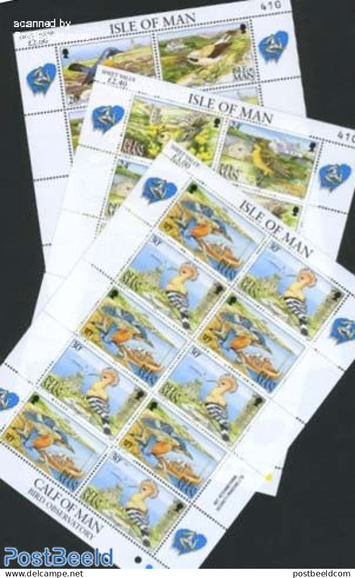 Isle Of Man 1994 Bird Observatory 3 M/s, Mint NH, Nature - Various - Birds - Lighthouses & Safety At Sea - Kingfishers - Vuurtorens