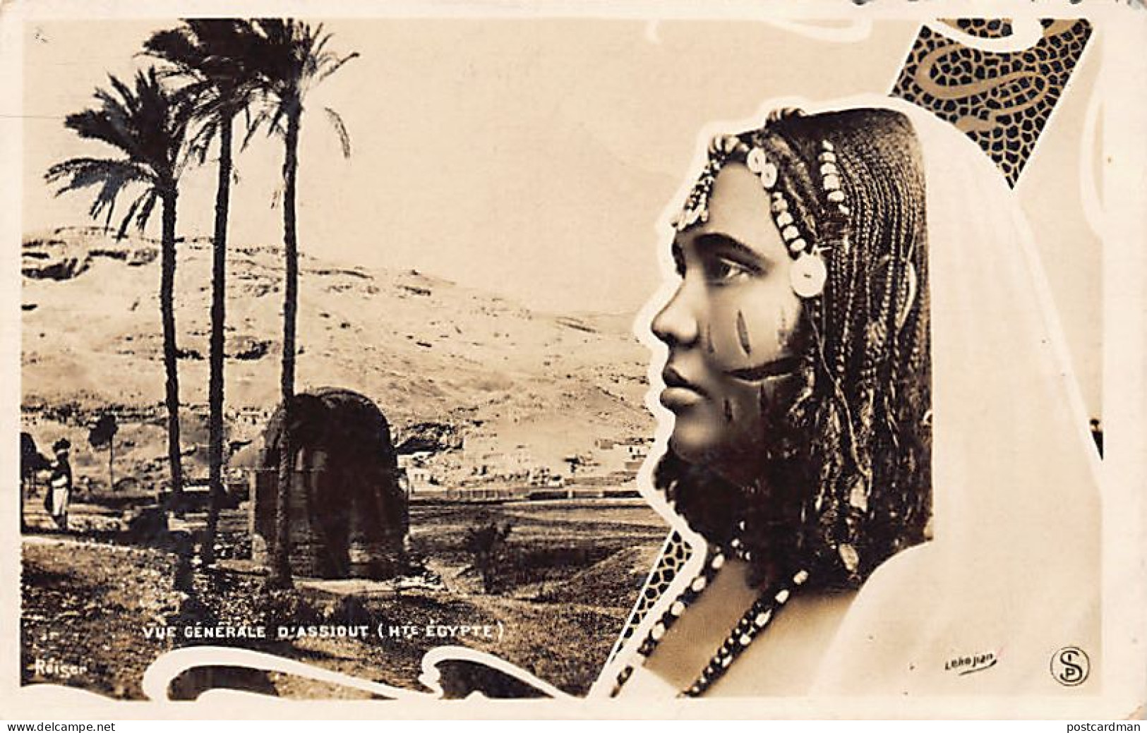 Egypt - Nubian Woman And View Of Asyut - Photo Lekejian - Publ. S.I.P.  - Sonstige & Ohne Zuordnung