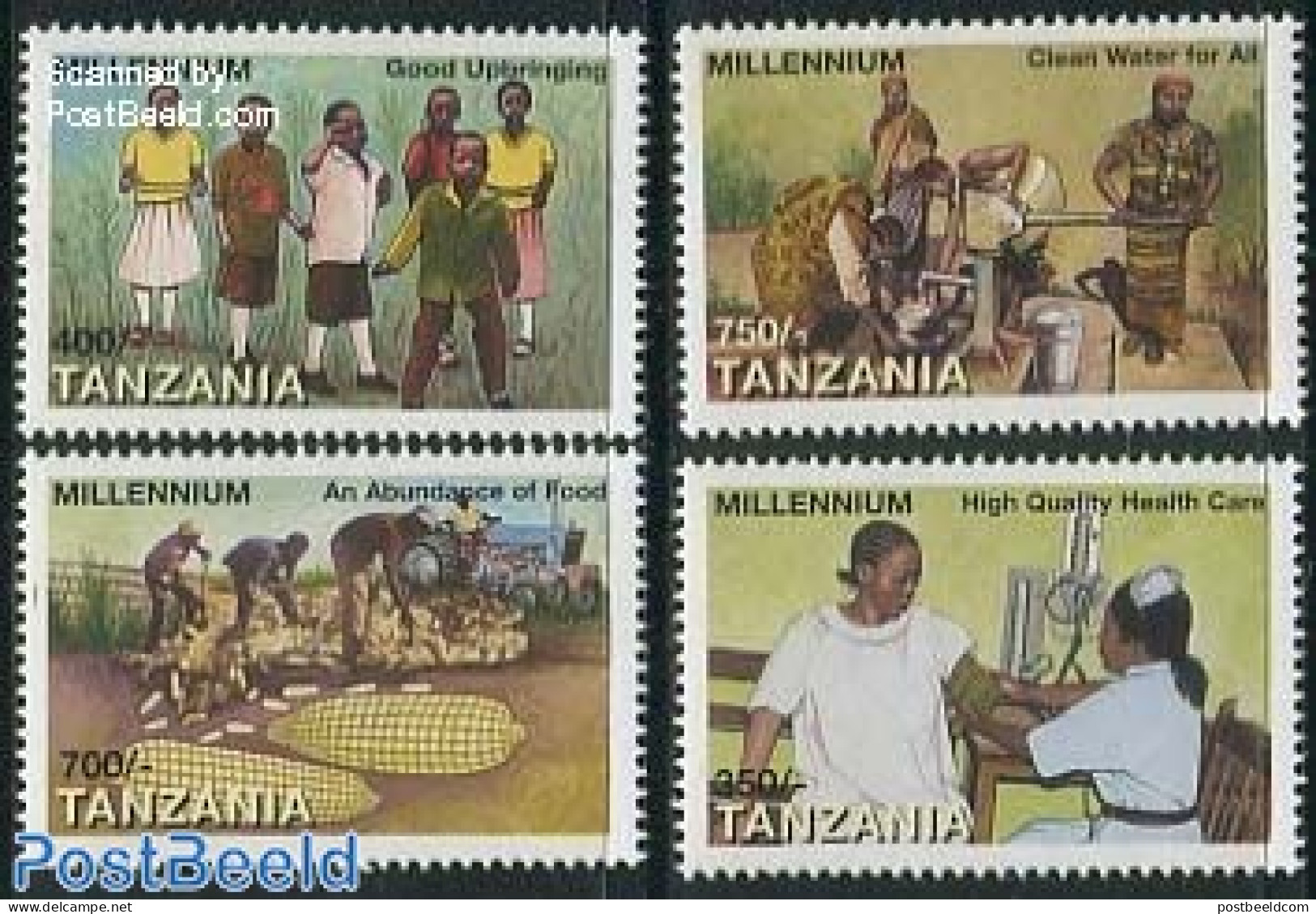 Tanzania 1999 New Millennium, Political Goals 4v, Mint NH, Health - Nature - Health - Water, Dams & Falls - Tanzanie (1964-...)