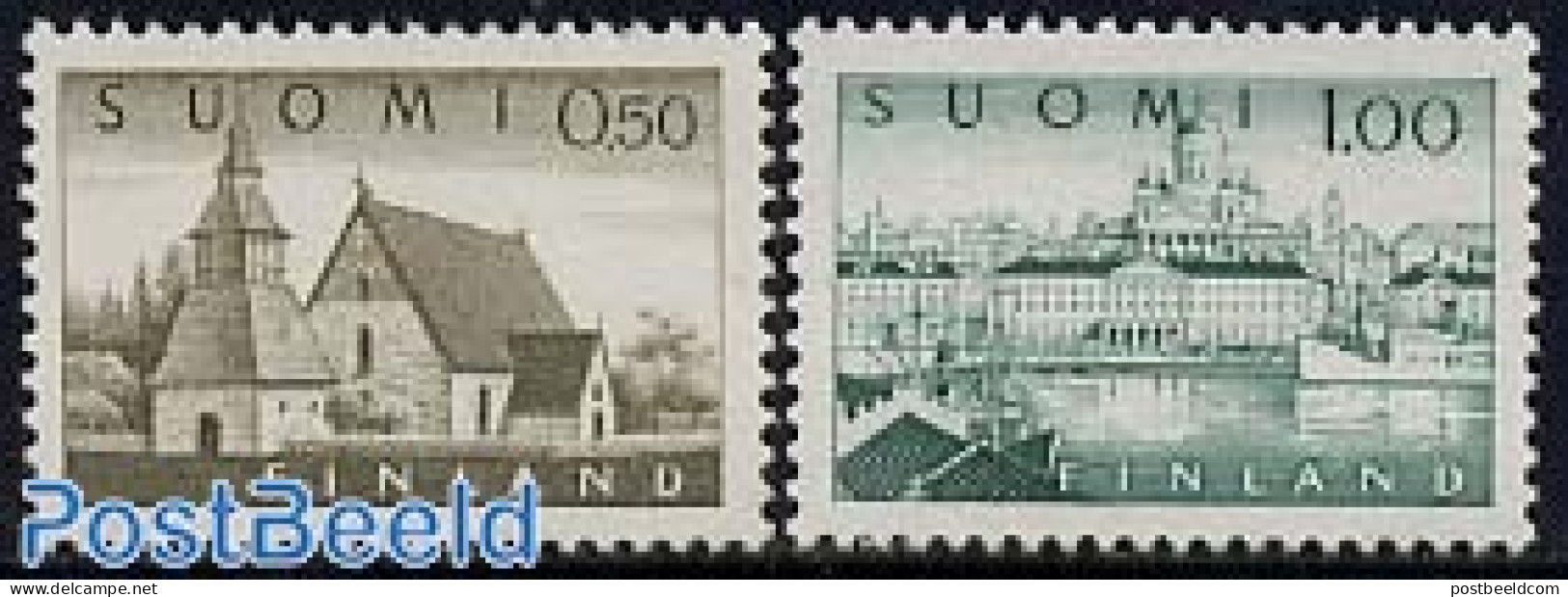 Finland 1963 Definitives 2v, Phosphor (1972/74), Mint NH, Religion - Transport - Churches, Temples, Mosques, Synagogue.. - Neufs