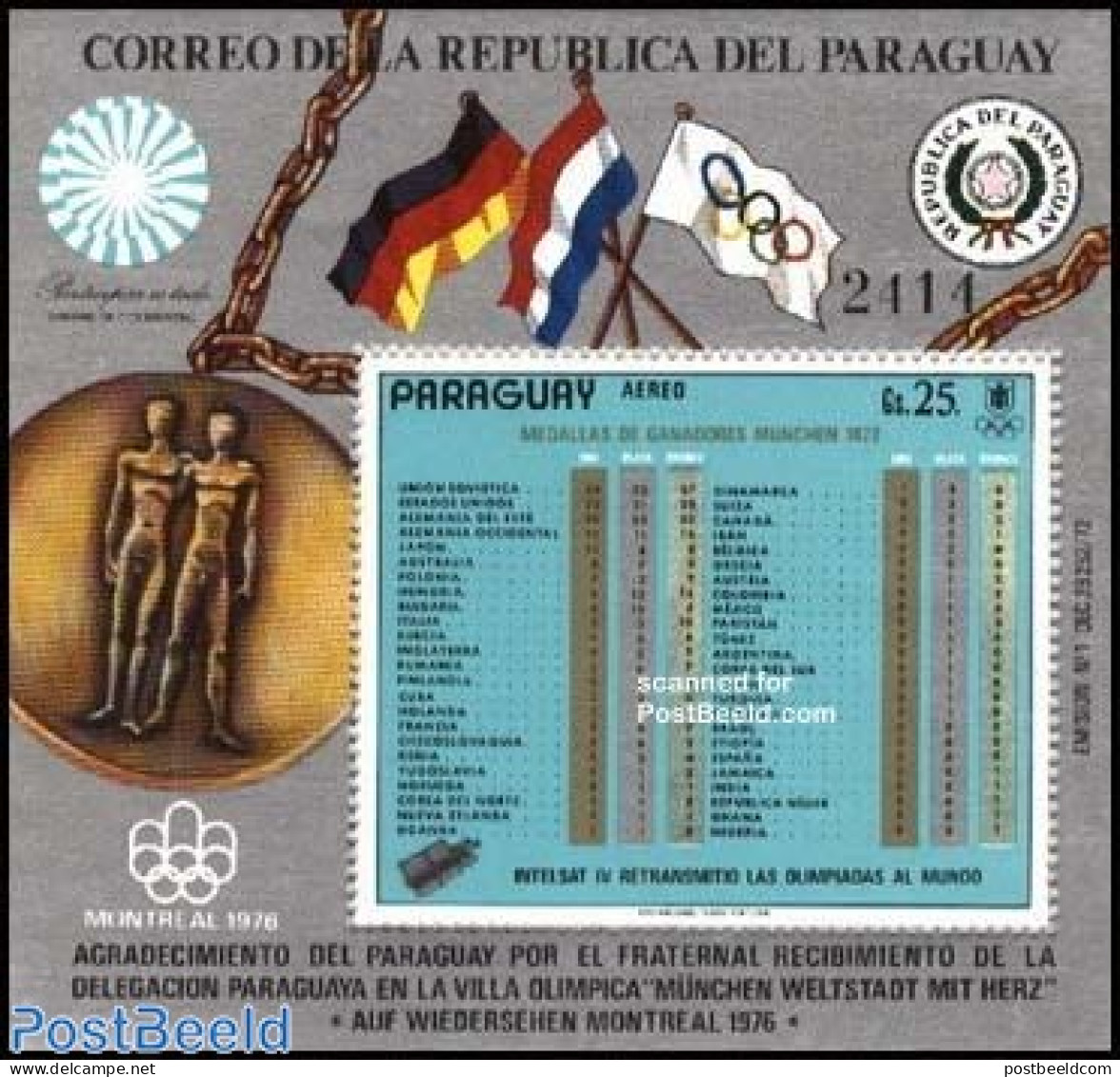 Paraguay 1973 Olympic Winners S/s (table), Mint NH, Sport - Olympic Games - Paraguay