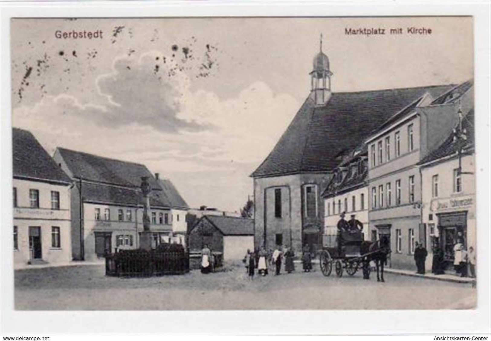 39010908 - Gerbstedt. Marktplatz Kirche Mit Postkutsche Gelaufen Von 1919. Leichte Stempelspuren, Kleiner Knick Unten R - Other & Unclassified