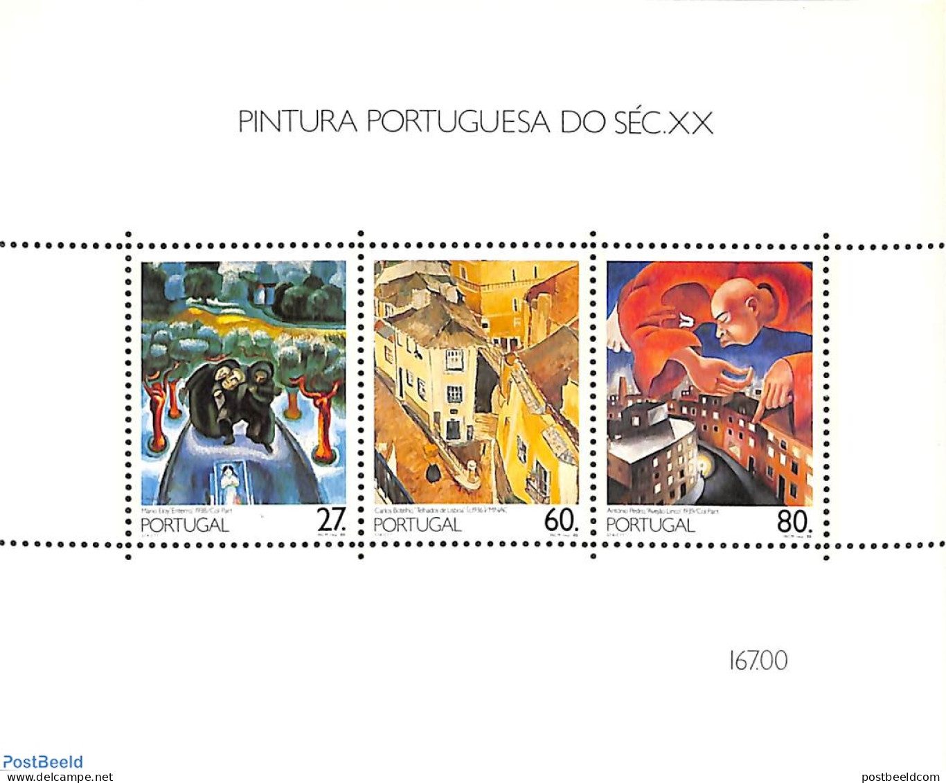 Portugal 1988 Paintings S/s, Mint NH, Art - Modern Art (1850-present) - Ongebruikt