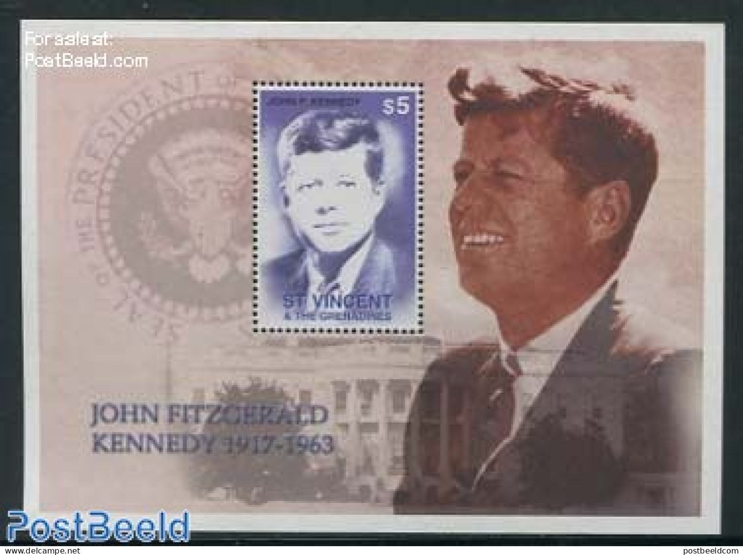 Saint Vincent 2001 J.F. Kennedy S/s, Mint NH, History - American Presidents - St.Vincent (1979-...)