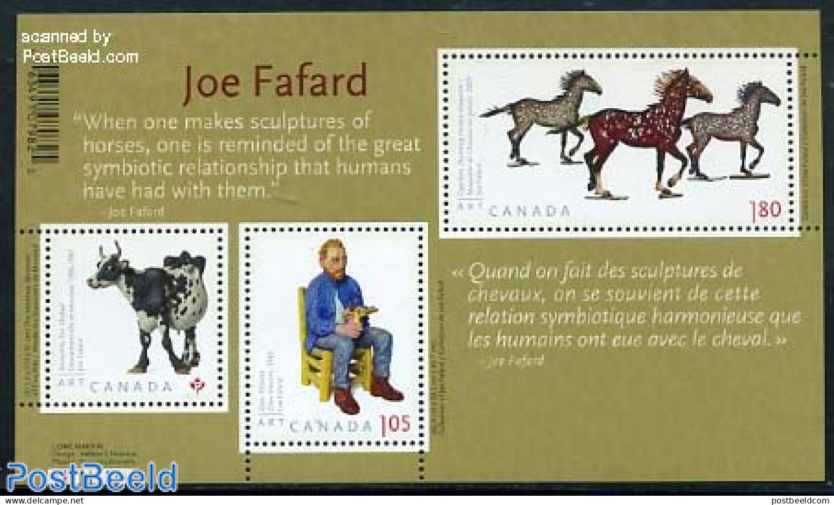 Canada 2012 Joe Fafard S/s, Mint NH, Nature - Cattle - Horses - Art - Sculpture - Vincent Van Gogh - Ongebruikt