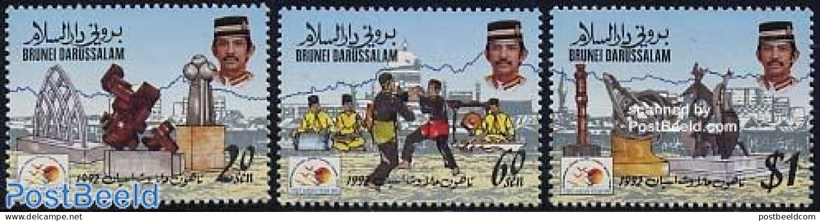 Brunei 1992 Asean 3v, Mint NH, Various - Tourism - Brunei (1984-...)