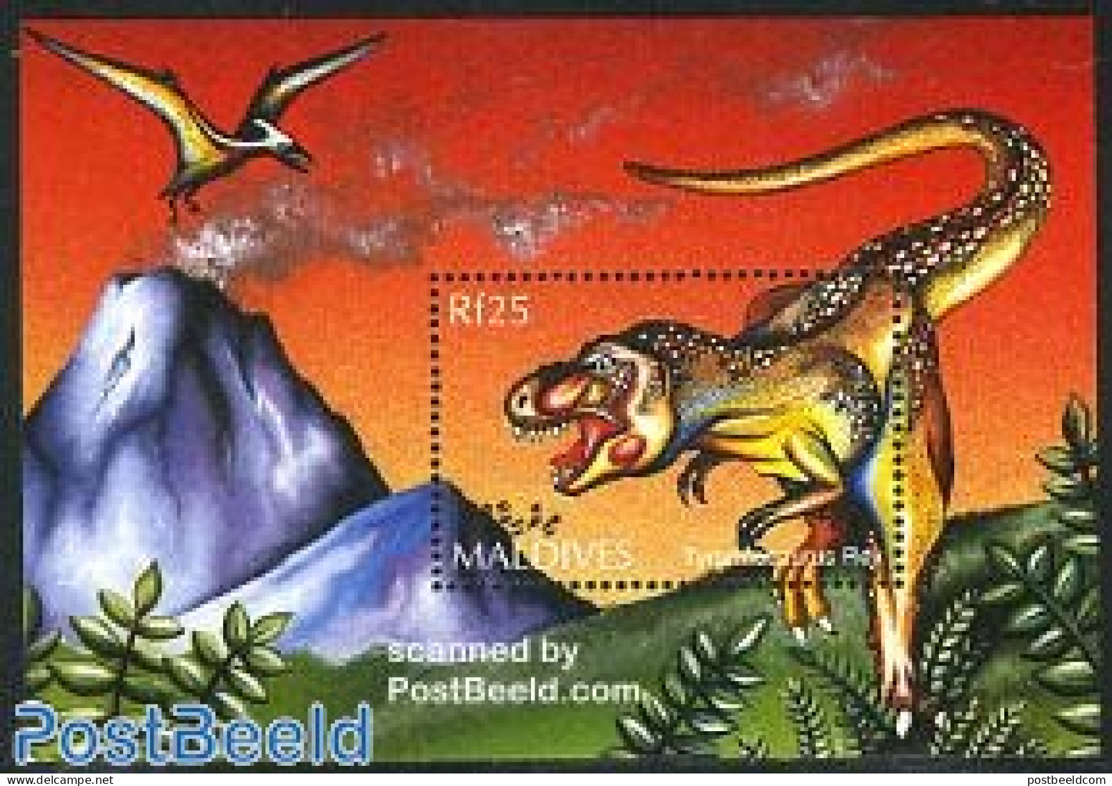 Maldives 1997 Preh. Animals S/s, Tyrannosaurus Rex, Mint NH, Nature - Prehistoric Animals - Vor- U. Frühgeschichte