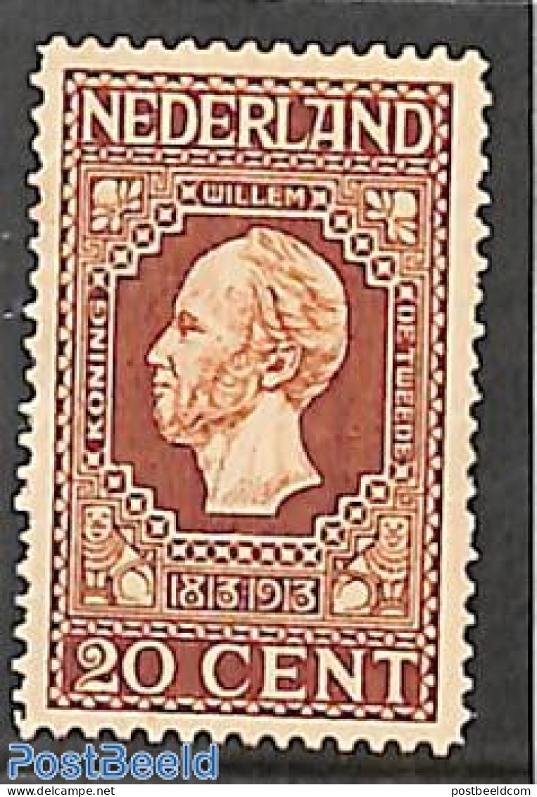 Netherlands 1913 20c, Perf. 11.5x11, Stamp Out Of Set, Unused (hinged) - Ongebruikt