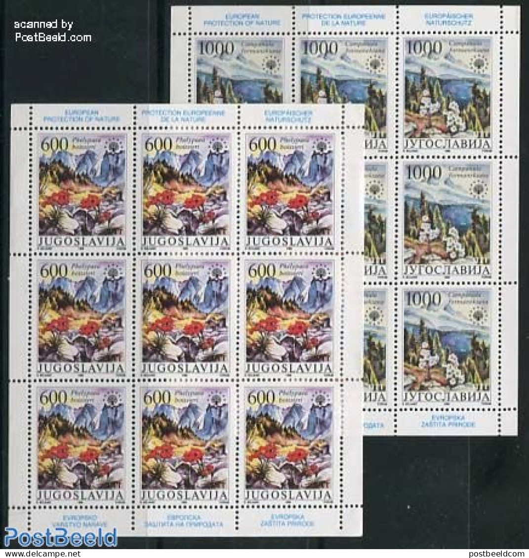 Yugoslavia 1988 European Nature Conservation 2 M/s, Mint NH, History - Nature - Europa Hang-on Issues - Flowers & Plan.. - Ungebraucht