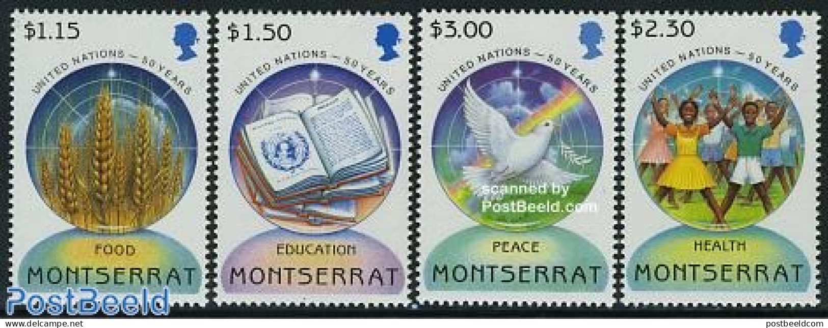 Montserrat 1995 50 Years UNO 4v, Mint NH, History - Nature - United Nations - Birds - Andere & Zonder Classificatie