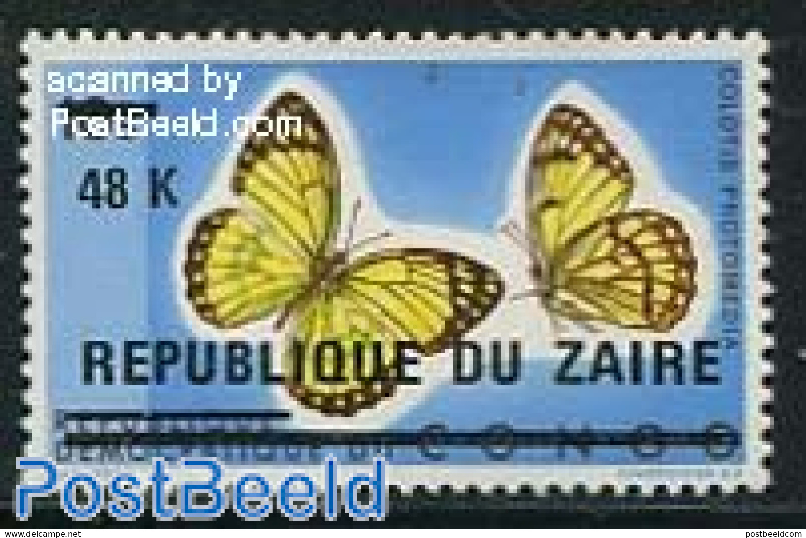 Congo Dem. Republic, (zaire) 1977 48K, Butterfly, Stamp Out Of Set, Mint NH, Nature - Butterflies - Andere & Zonder Classificatie