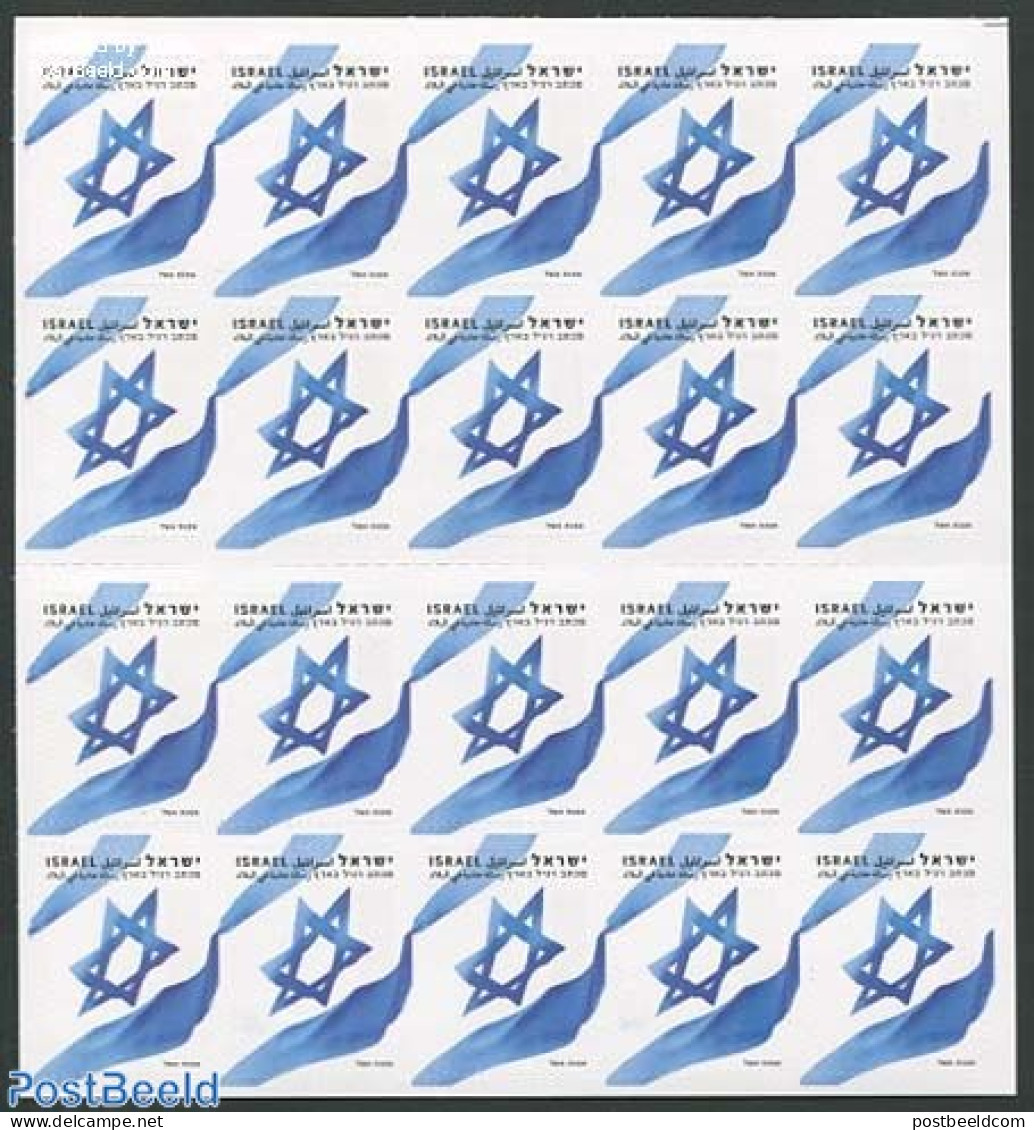 Israel 2011 Flag, Foil Booklet (without Menorah On Cover), Mint NH, History - Flags - Stamp Booklets - Neufs (avec Tabs)