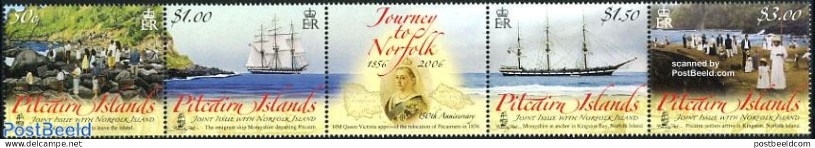 Pitcairn Islands 2006 Emigration To Norfolk 4v+tab [::T::] Joint Issue N, Mint NH, History - Transport - Various - His.. - Bateaux