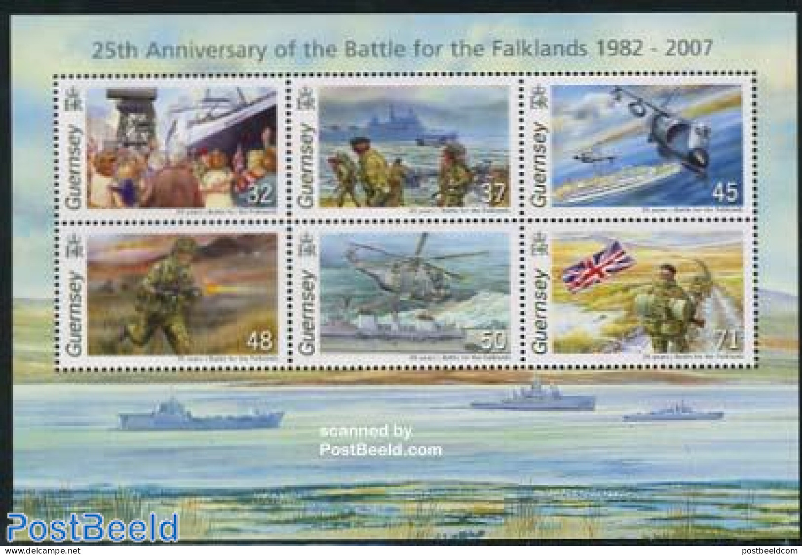 Guernsey 2007 Battle For The Falklands 6v M/s, Mint NH, History - Transport - Flags - Militarism - Helicopters - Aircr.. - Militaria