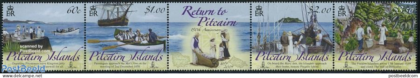 Pitcairn Islands 2009 150 Years Of Return 4v [::T::], Mint NH, History - Transport - History - Ships And Boats - Ships