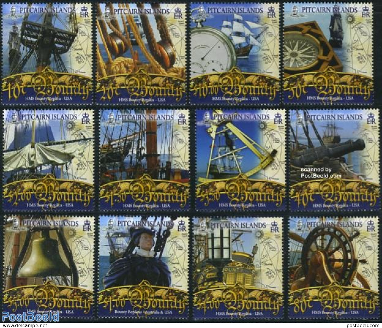 Pitcairn Islands 2007 HMS Bounty Replica 12v, Mint NH, Transport - Various - Ships And Boats - Maps - Schiffe