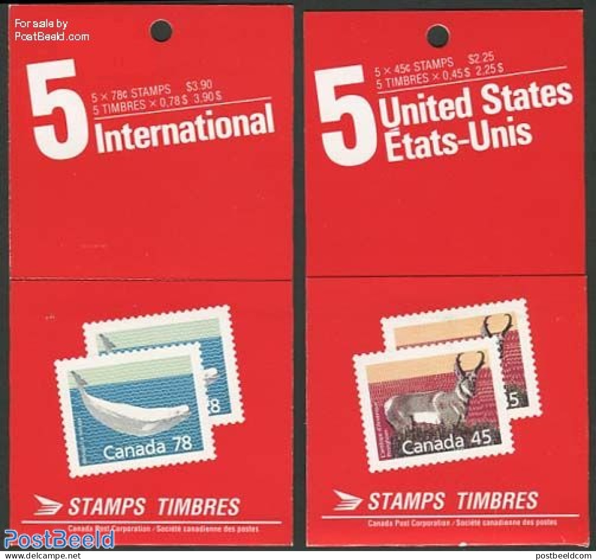 Canada 1990 Definitives 2 Booklets, Mint NH, Nature - Animals (others & Mixed) - Deer - Sea Mammals - Stamp Booklets - Nuovi