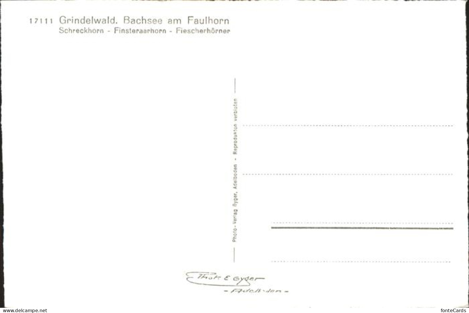 11353778 Grindelwald Bachsee Am Faulhorn Schreckhorn Finsteraarhorn Fiescherhoer - Andere & Zonder Classificatie