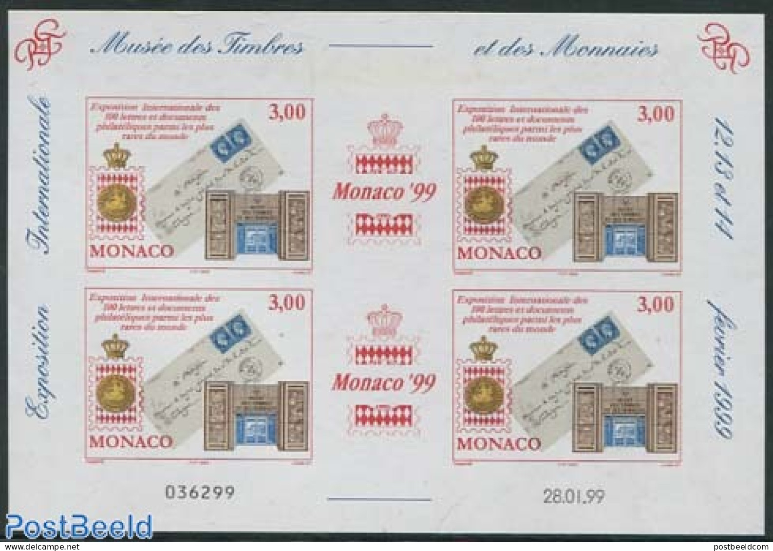 Monaco 1999 Stamp Exposition M/s Imperforated, Mint NH, Philately - Stamps On Stamps - Art - Museums - Ungebraucht