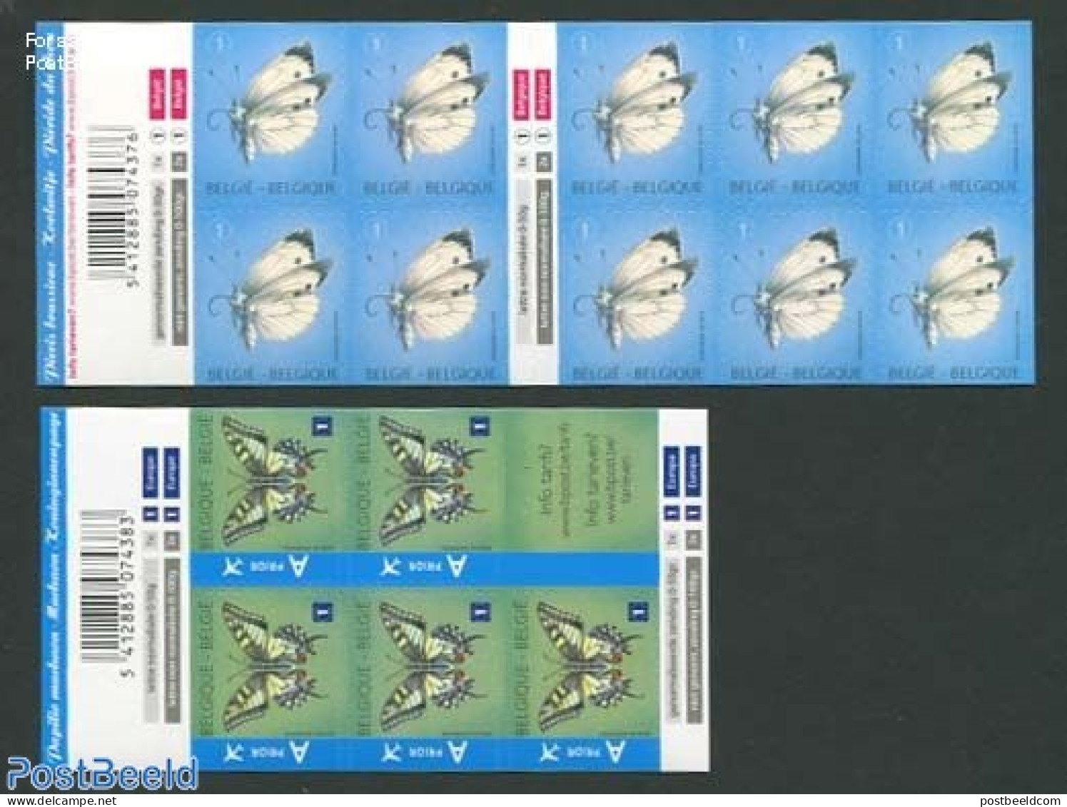 Belgium 2012 Butterflies 2 Foil Booklets, Mint NH, Nature - Butterflies - Stamp Booklets - Nuovi