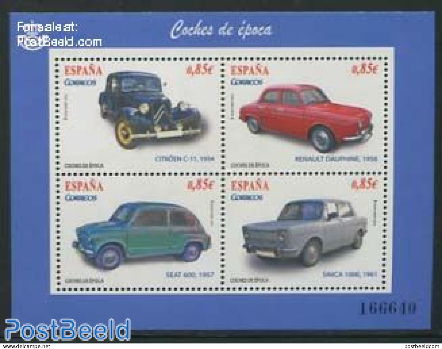 Spain 2012 Automobiles 4v M/s, Mint NH, Transport - Automobiles - Unused Stamps