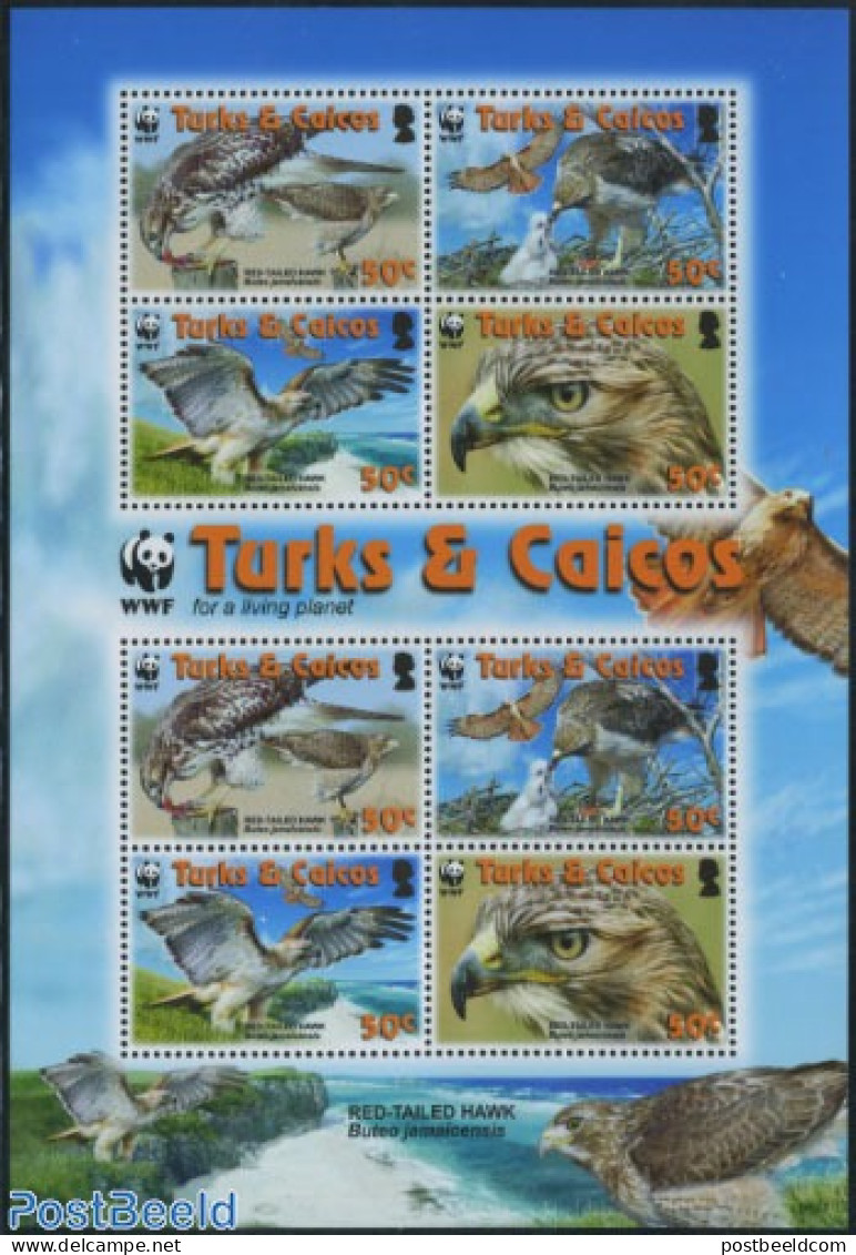Turks And Caicos Islands 2007 WWF, Falcons M/s (with 2 Sets), Mint NH, Nature - Birds - Birds Of Prey - World Wildlife.. - Other & Unclassified