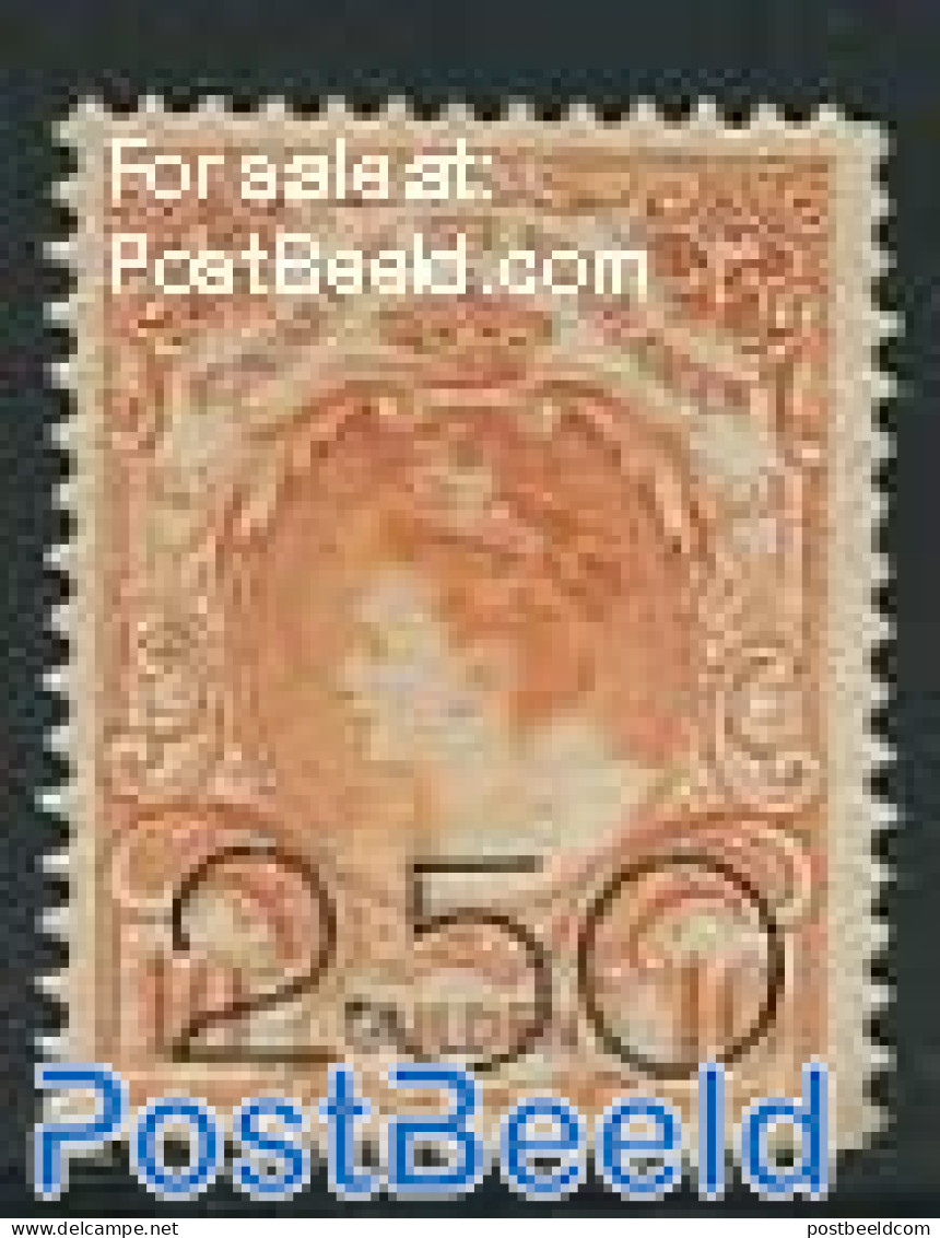 Netherlands 1920 2.50 On 10g, Stamp Out Of Set, Unused (hinged) - Neufs
