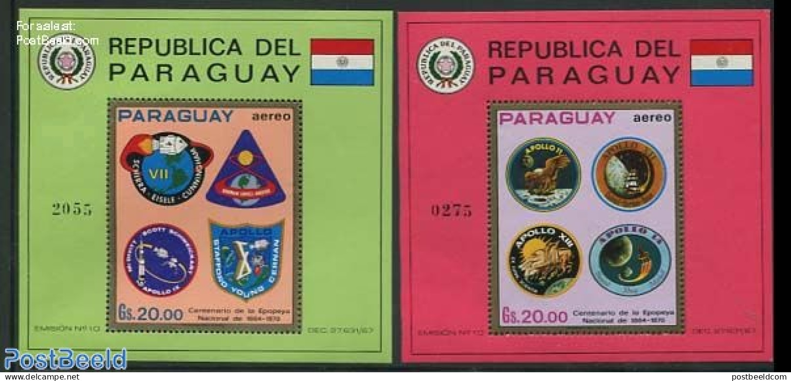 Paraguay 1971 Apollo Signs 2 S/s, Mint NH, Transport - Space Exploration - Paraguay