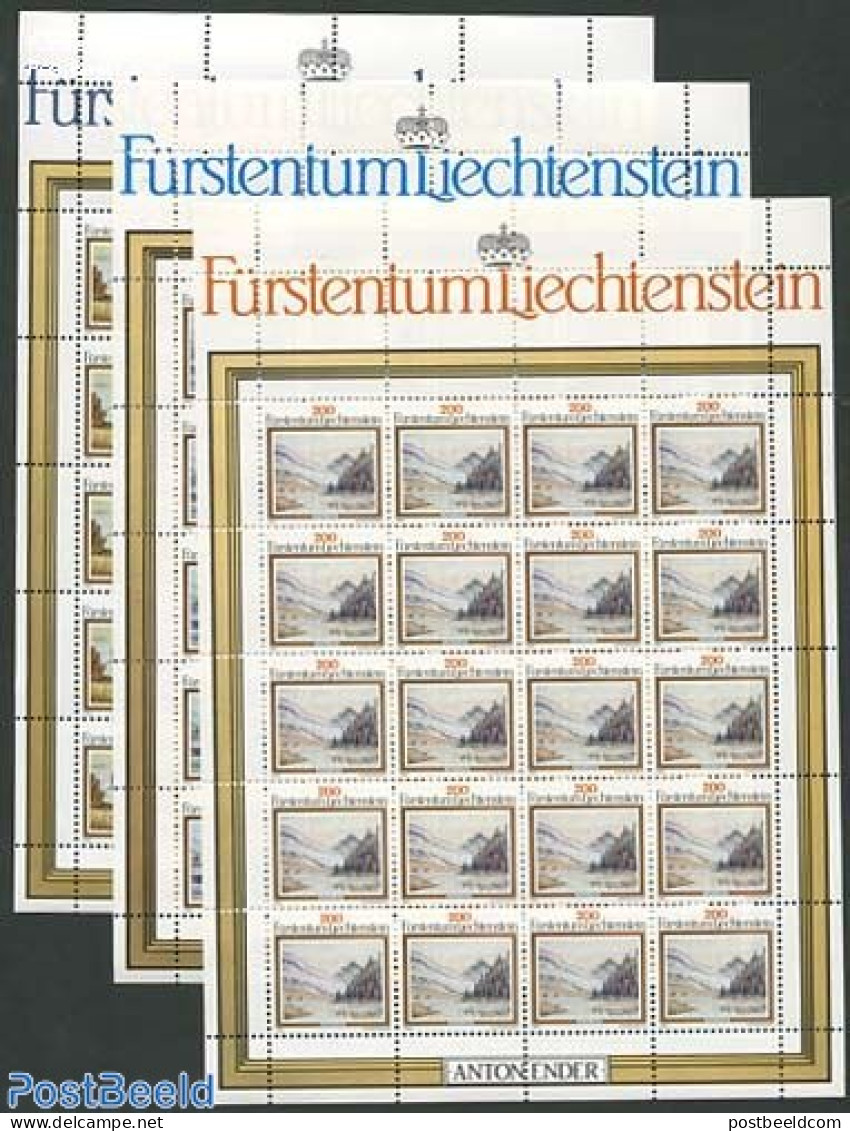 Liechtenstein 1983 Landscape Paintings 3 M/ss, Mint NH, Art - Paintings - Unused Stamps