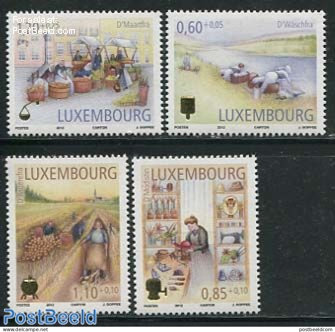 Luxemburg 2012 Old Handwork 4v, Mint NH, Various - Street Life - Textiles - Nuevos