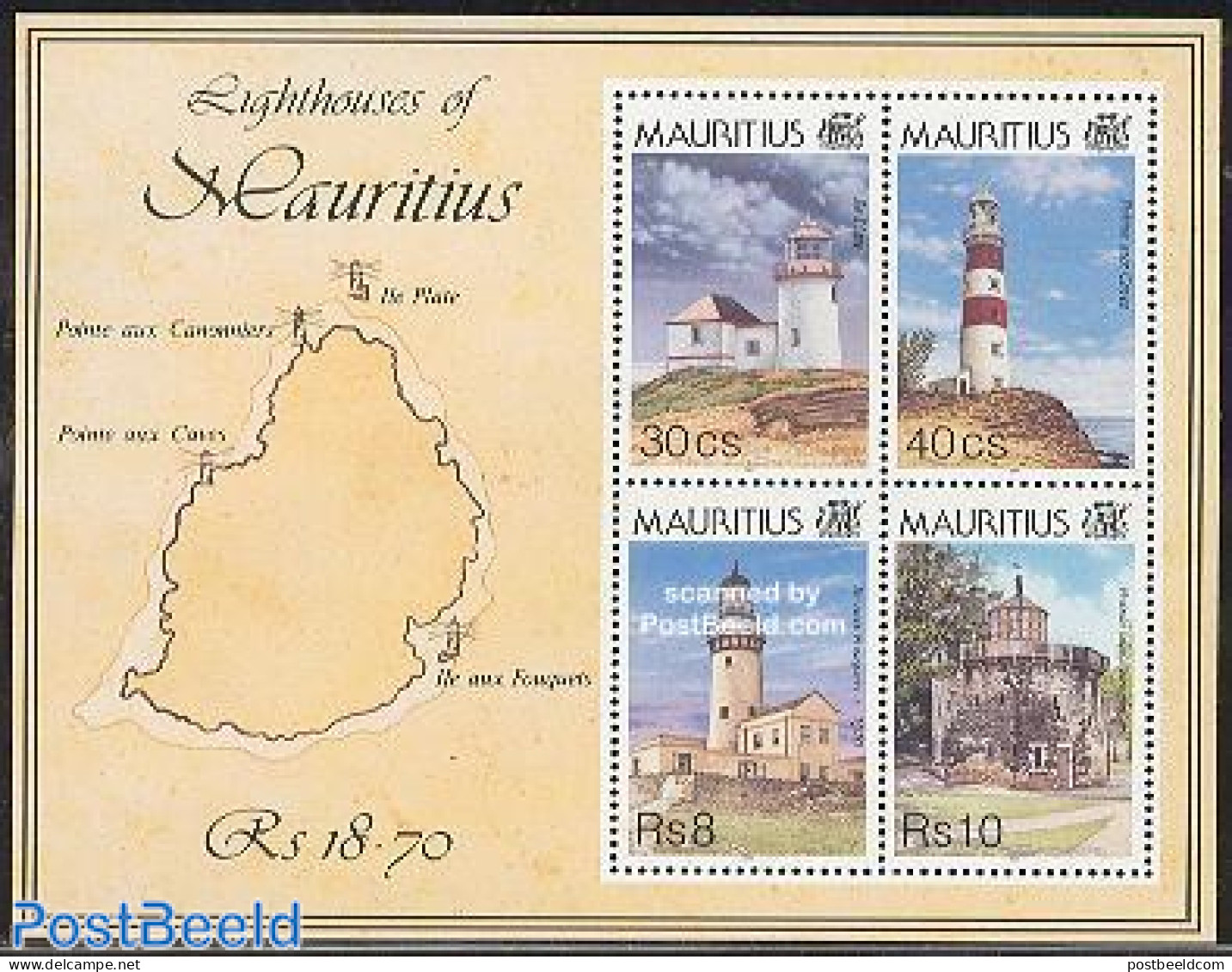 Mauritius 1995 Lighthouses S/s, Mint NH, Various - Lighthouses & Safety At Sea - Maps - Leuchttürme