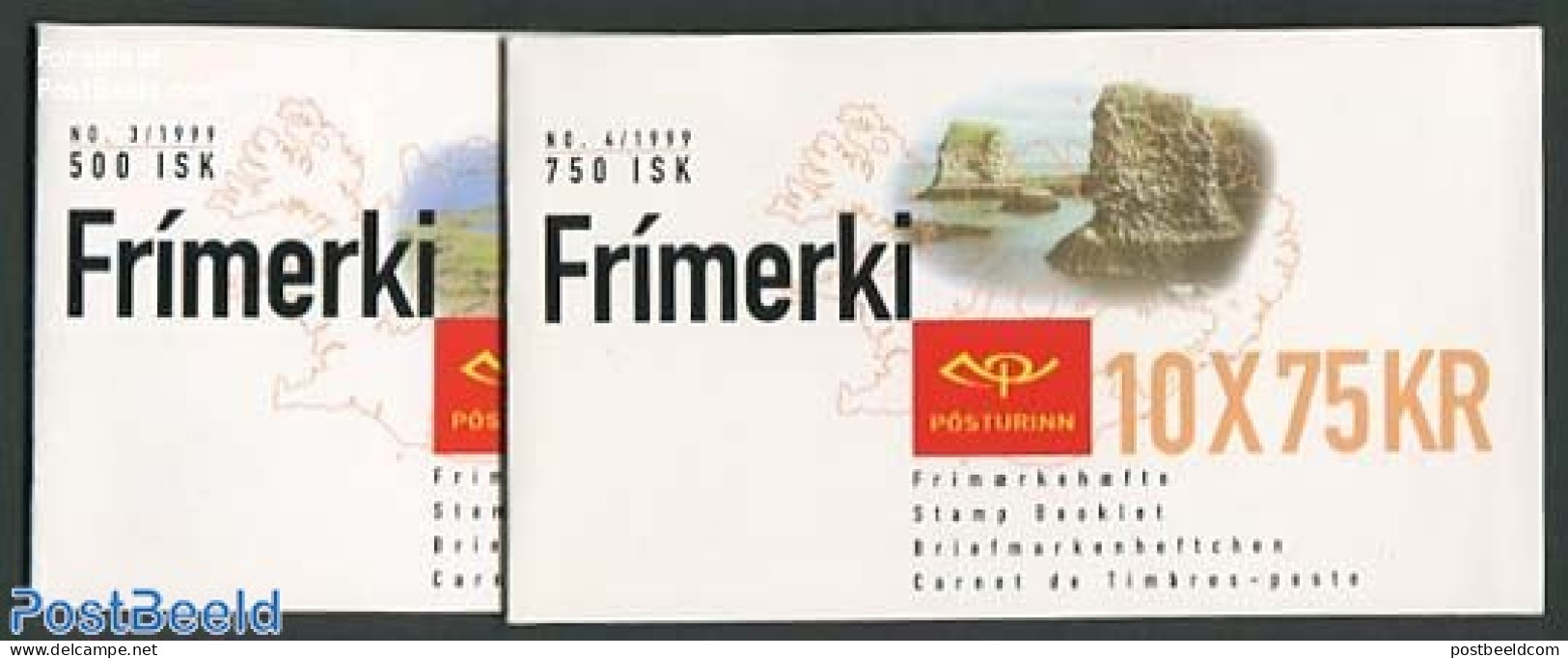 Iceland 1999 Europa, Landscapes 2 Booklets, Mint NH, History - Nature - Europa (cept) - National Parks - Stamp Booklets - Ungebraucht