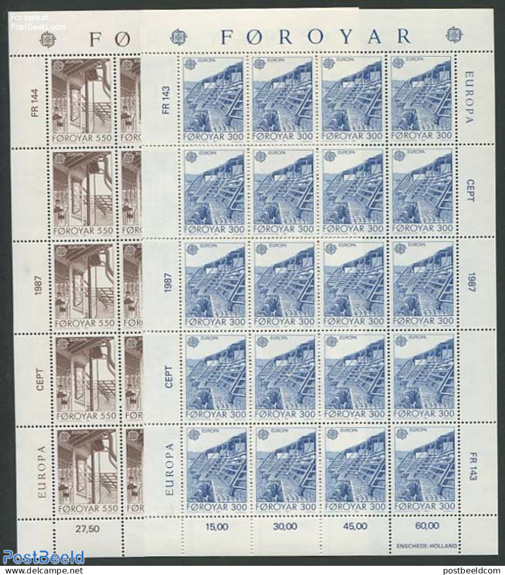 Faroe Islands 1987 Europa, Modern Architecture 2 M/ss, Mint NH, History - Europa (cept) - Art - Modern Architecture - Sonstige & Ohne Zuordnung