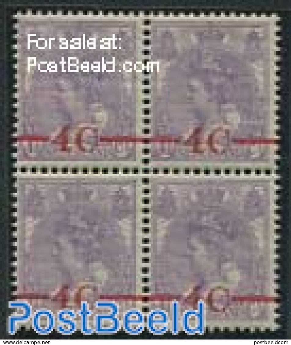 Netherlands 1921 Overprint, Block Of 4 [+], Mint NH - Ongebruikt