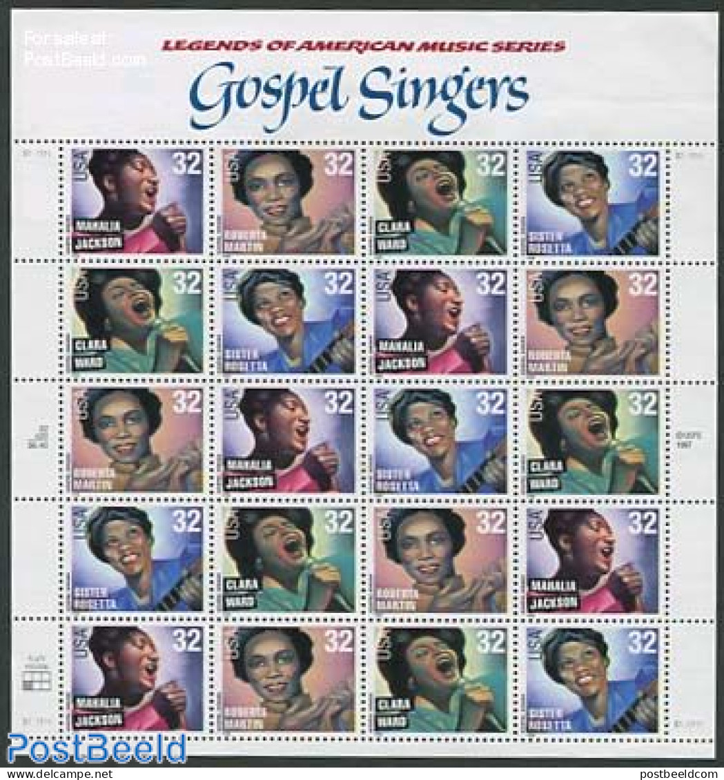 United States Of America 1998 Gospel Singers M/s, Mint NH, Performance Art - Music - Ongebruikt