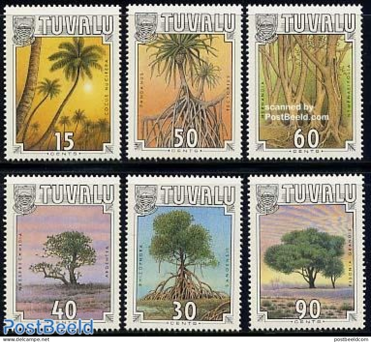 Tuvalu 1990 Trees 6v, Mint NH, Nature - Trees & Forests - Rotary, Lions Club