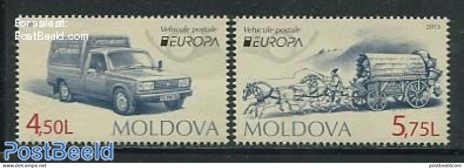 Moldova 2013 Europa, Postal Transport 2v, Mint NH, History - Nature - Transport - Europa (cept) - Horses - Post - Auto.. - Poste