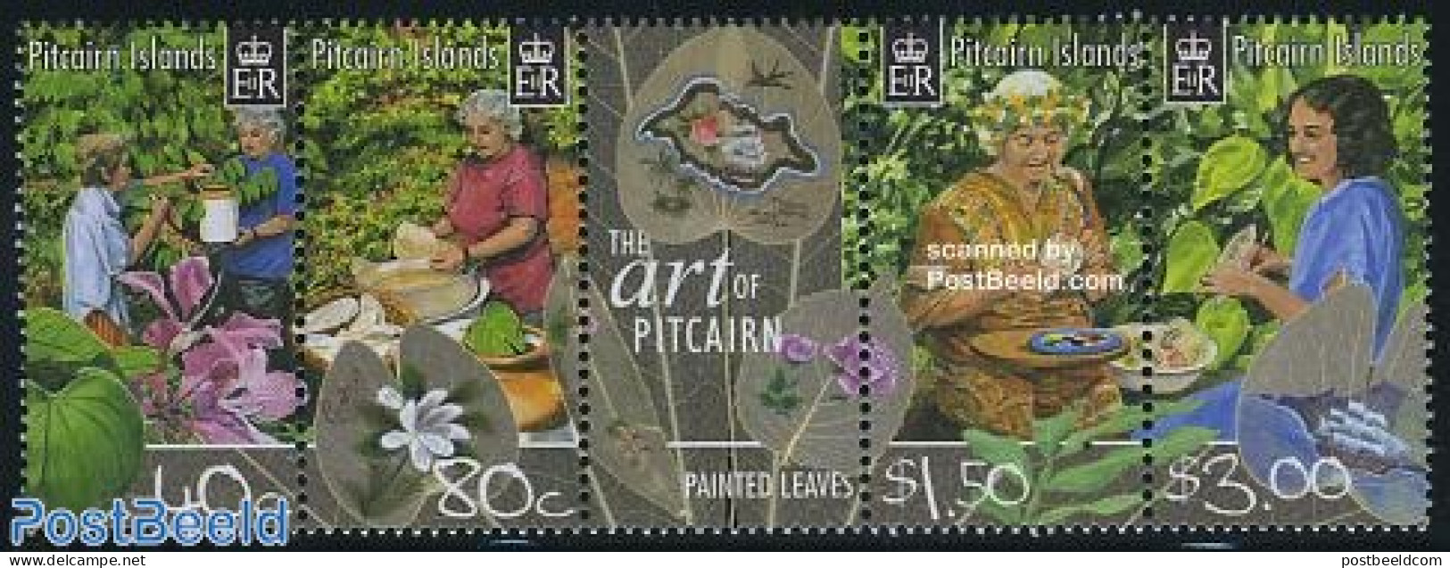 Pitcairn Islands 2003 The Art Of Pitcairn 4v+tab [::T::], Mint NH, Nature - Transport - Flowers & Plants - Ships And B.. - Schiffe