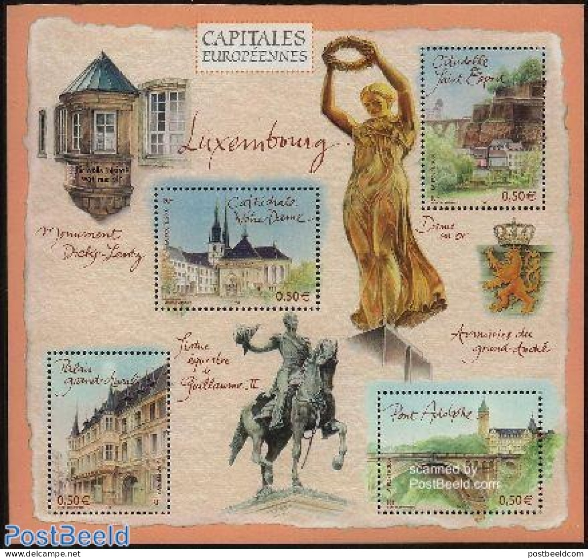 France 2003 Luxemburg S/s, Mint NH, History - Nature - Europa Hang-on Issues - Horses - Art - Architecture - Bridges A.. - Ongebruikt