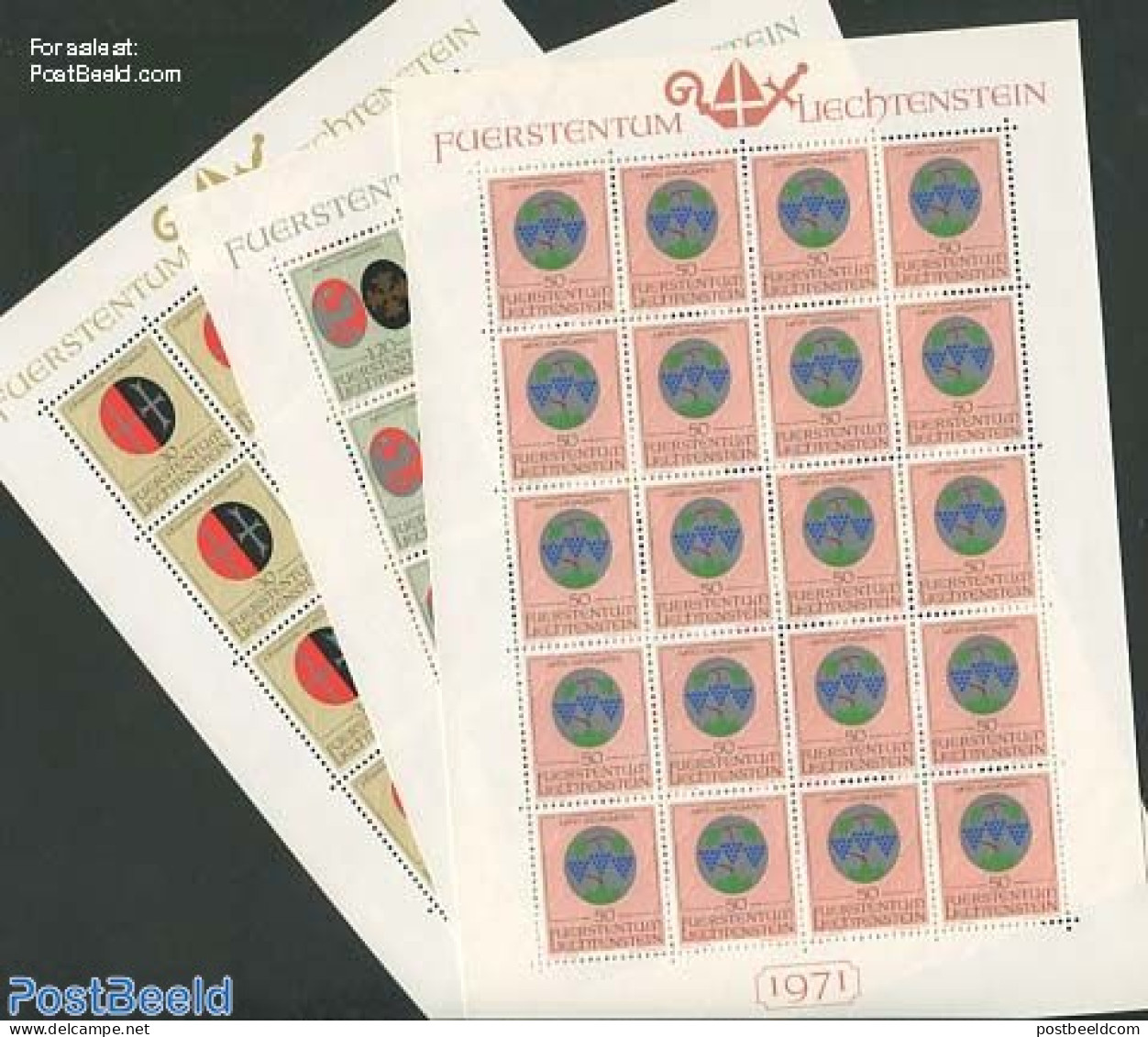 Liechtenstein 1971 Religious Emblems 3 M/ss, Mint NH, History - Nature - Coat Of Arms - Unused Stamps
