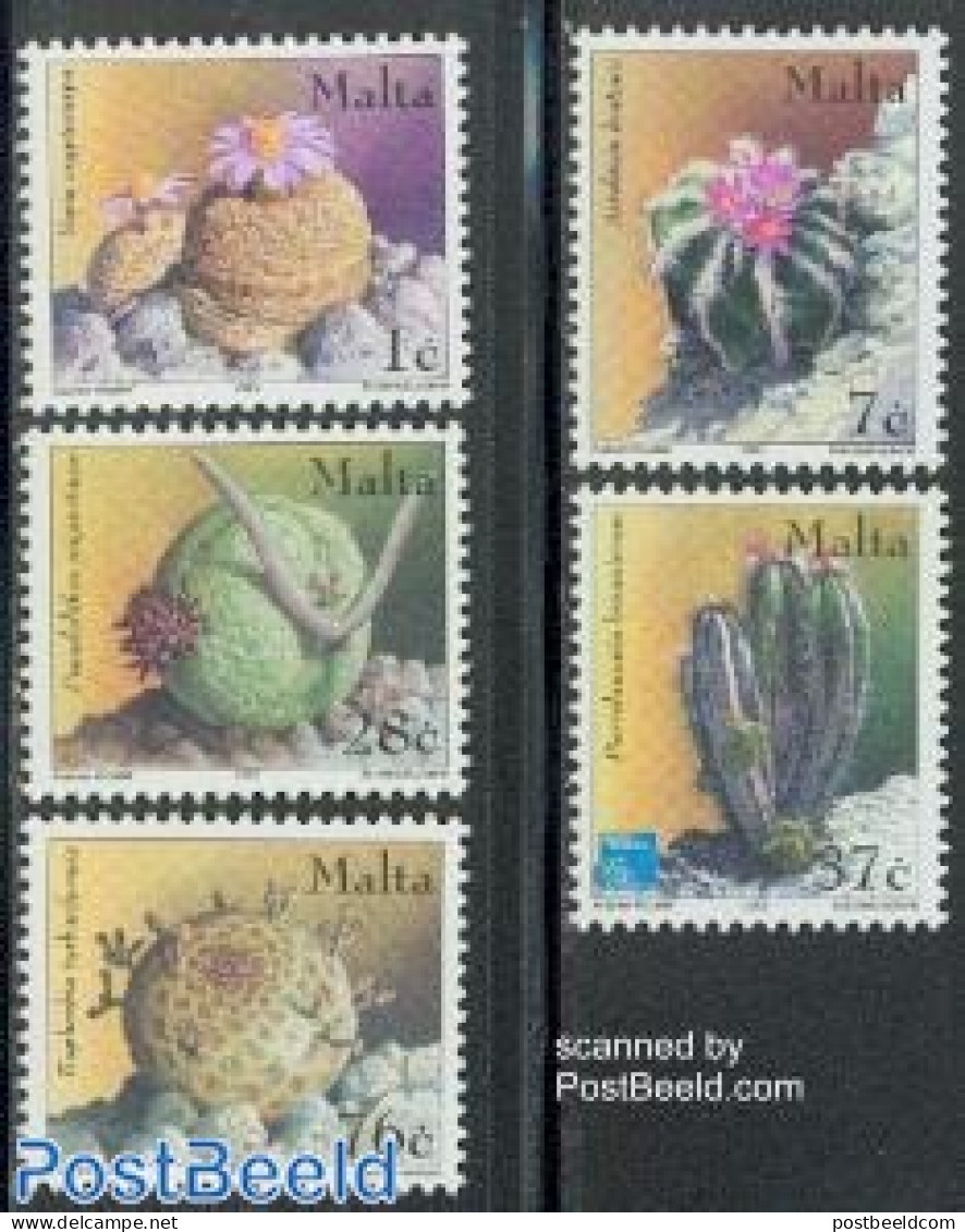 Malta 2002 Cacti 5v, Mint NH, Nature - Cacti - Flowers & Plants - Cactus